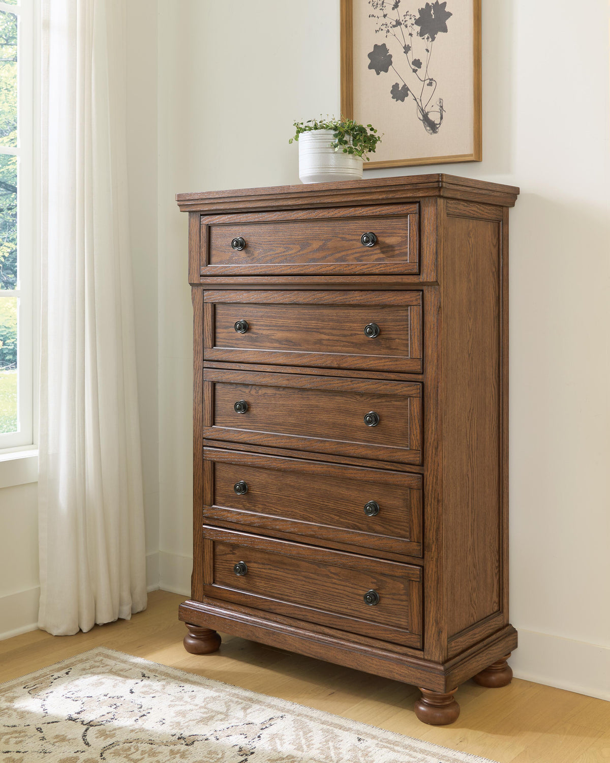 Zackaryn Warm Brown Chest of Drawers by Ashley at Eve Furniture