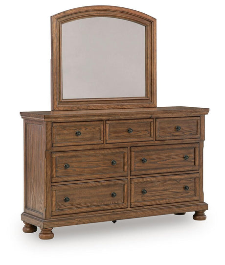 Zackaryn Warm Brown Dresser and Mirror by Ashley at Eve Furniture