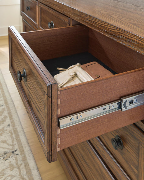 Zackaryn Warm Brown Dresser and Mirror by Ashley at Eve Furniture