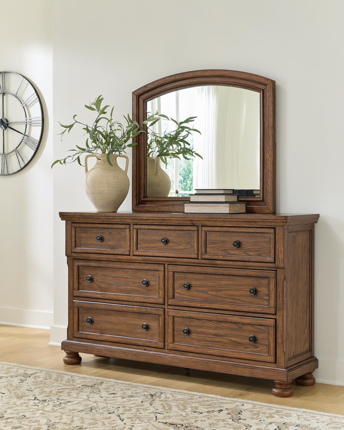 Zackaryn Warm Brown Dresser and Mirror by Ashley at Eve Furniture