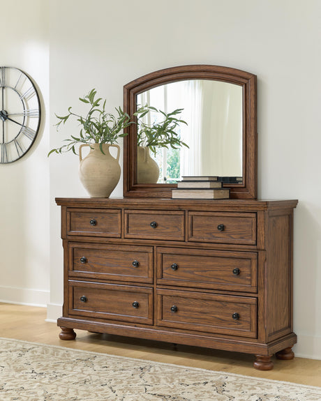 Zackaryn Warm Brown Dresser and Mirror by Ashley at Eve Furniture
