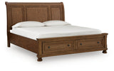 Zackaryn Warm Brown King Sleigh Storage Bed by Ashley at Eve Furniture