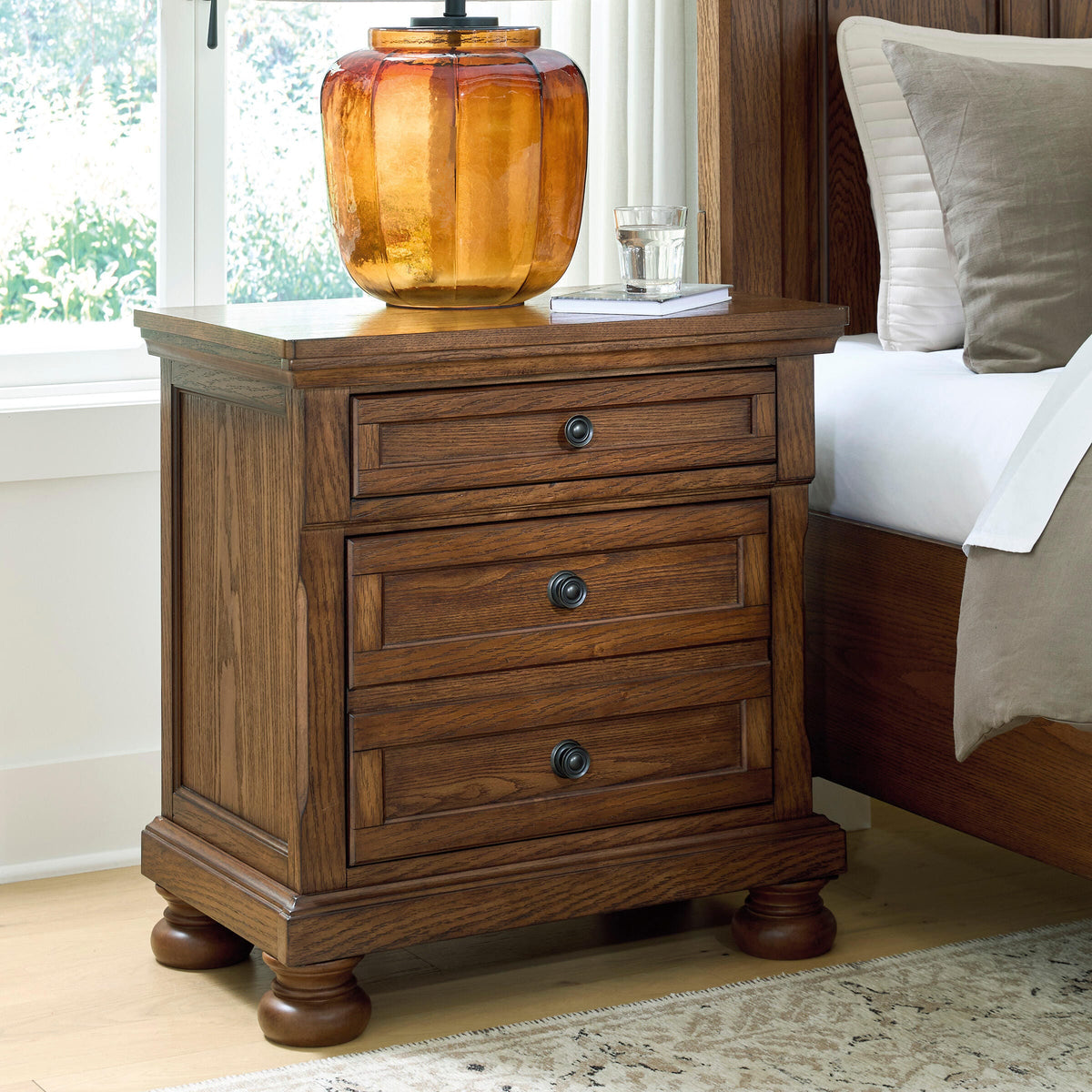 Zackaryn Warm Brown Nightstand by Ashley at Eve Furniture
