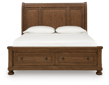 Zackaryn Warm Brown Queen Sleigh Storage Bed by Ashley at Eve Furniture