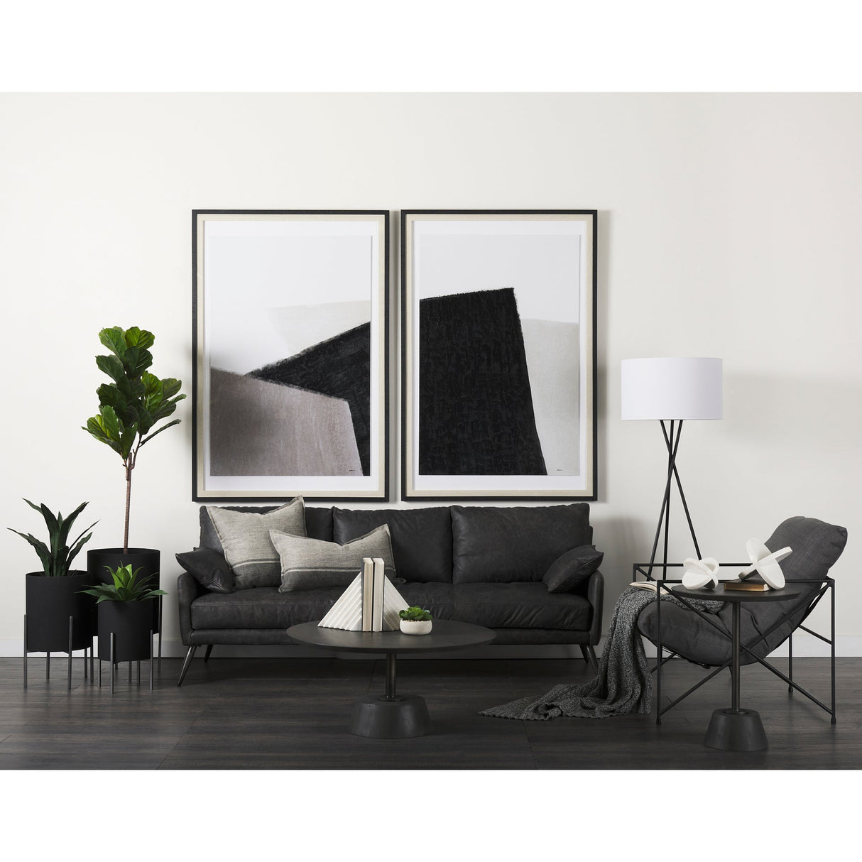 Zadie Light Gray and Dark Gray Fabric Color Blocked Decorative Pillow Cover by Mercana at Eve Furniture