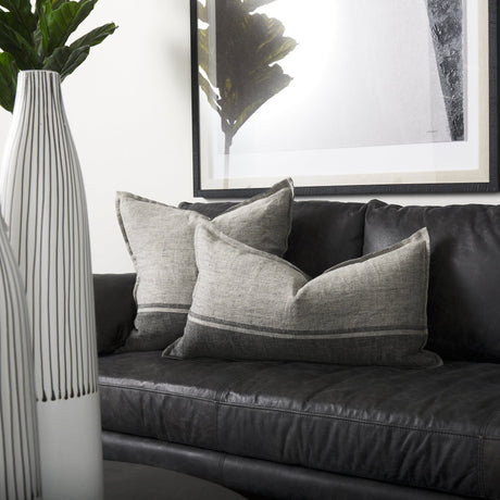 Zadie Light Gray and Dark Gray Fabric Color Blocked Decorative Pillow Cover by Mercana at Eve Furniture