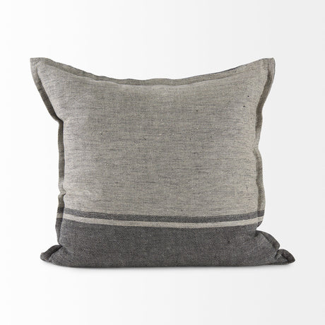 Zadie Light Gray and Dark Gray Fabric Color Blocked Decorative Pillow Cover by Mercana at Eve Furniture