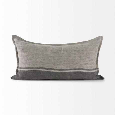Zadie Light Gray and Dark Gray Fabric Color Blocked Decorative Pillow Cover by Mercana at Eve Furniture