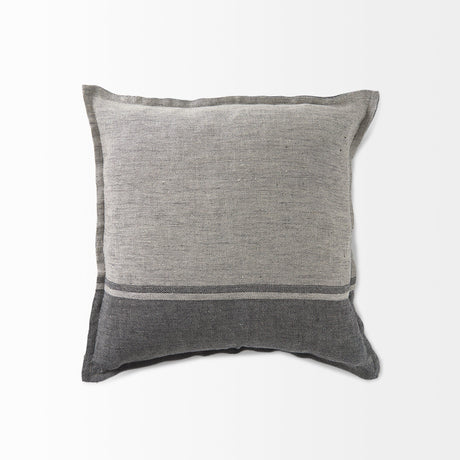 Zadie Light Gray and Dark Gray Fabric Color Blocked Decorative Pillow Cover by Mercana at Eve Furniture