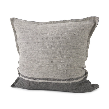 Zadie Light Gray and Dark Gray Fabric Color Blocked Decorative Pillow Cover by Mercana at Eve Furniture