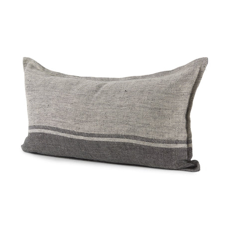 Zadie Light Gray and Dark Gray Fabric Color Blocked Decorative Pillow Cover by Mercana at Eve Furniture
