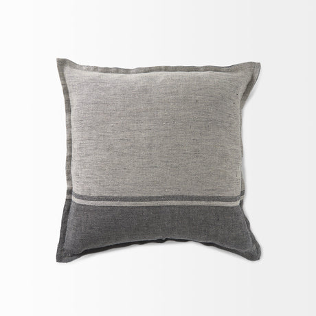 Zadie Light/Dark Gray Fabric Color Blocked Pillow Cover w/Non Allergen FIller, Set of 2 by Mercana at Eve Furniture