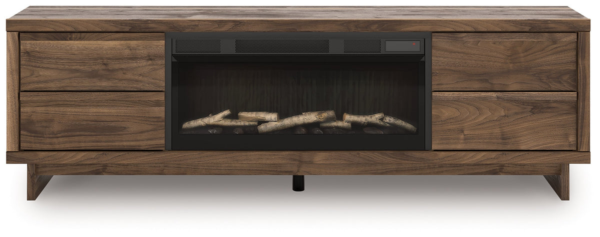 Zadilyn Brown 72" TV Stand with Electric Fireplace by Ashley at Eve Furniture