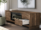Zadilyn Brown 72" TV Stand with Electric Fireplace by Ashley at Eve Furniture