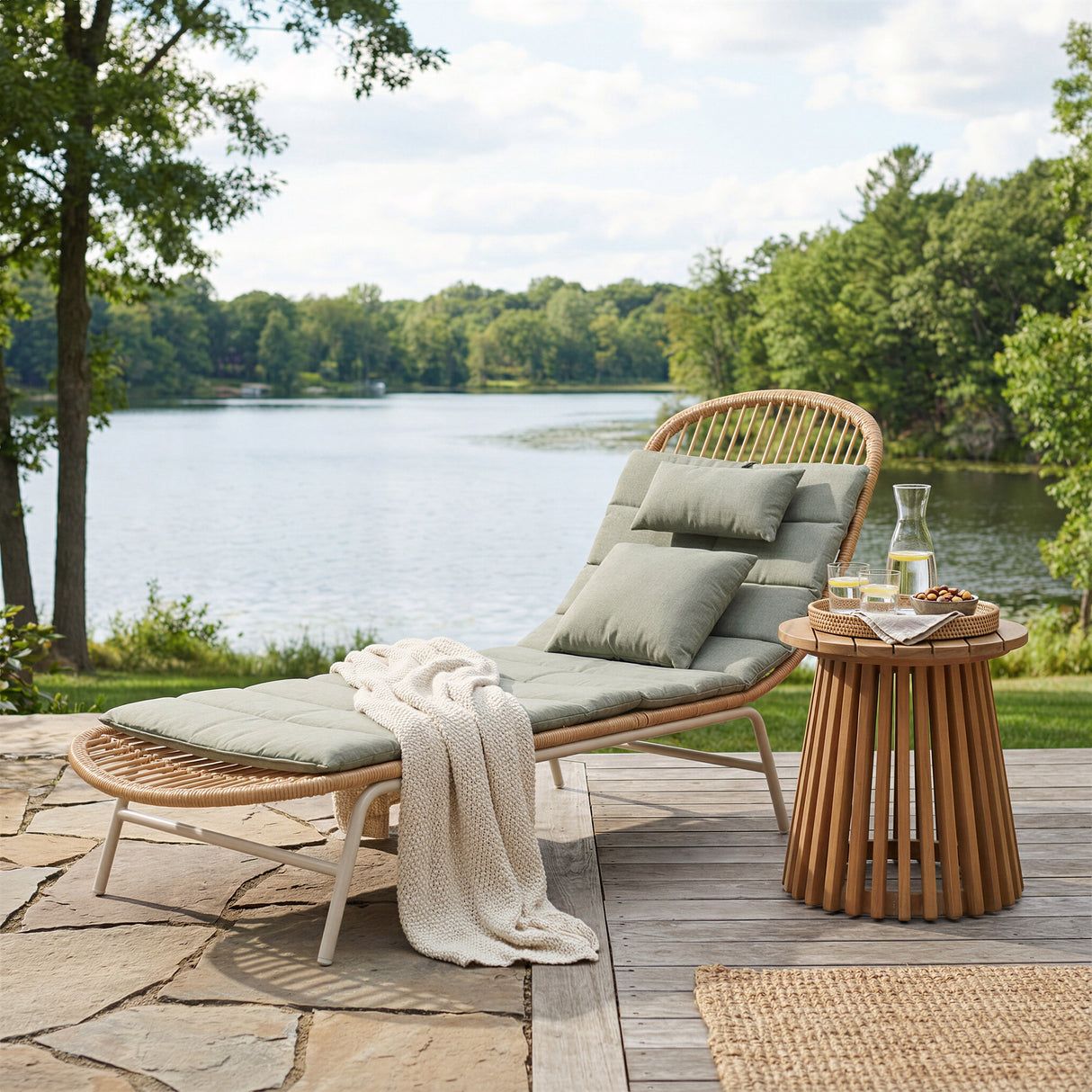 Zahara Natural Outdoor Side Table by Zuomod at Eve Furniture