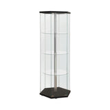 Zahavah Black/Clear 4-Shelf Hexagon Shaped Curio Cabinet