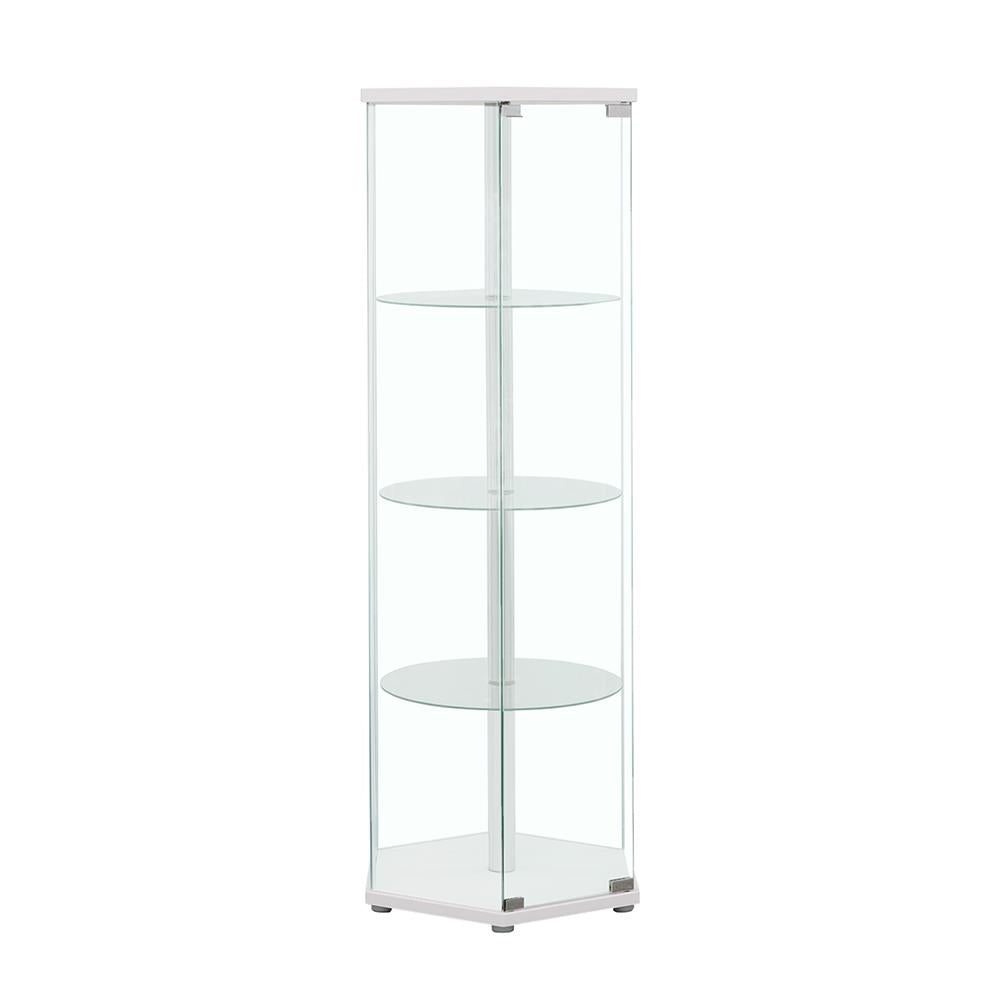 Zahavah White/Clear 4-Shelf Hexagon Shaped Curio Cabinet