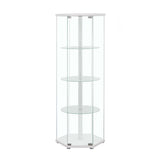 Zahavah White/Clear 4-Shelf Hexagon Shaped Curio Cabinet