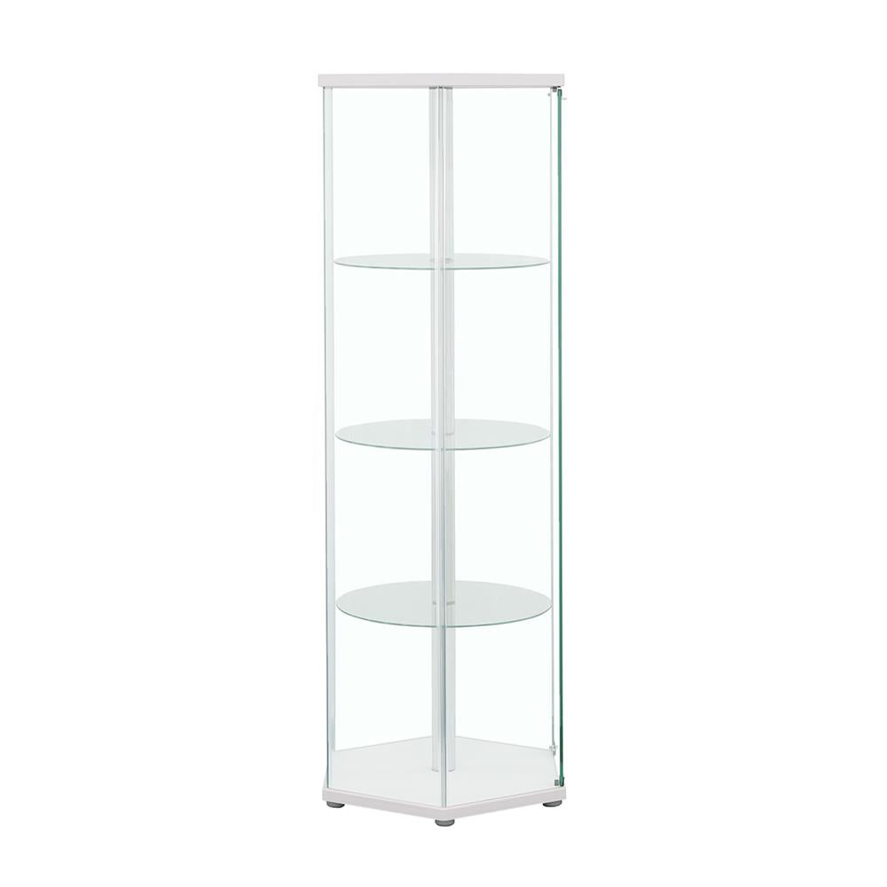 Zahavah White/Clear 4-Shelf Hexagon Shaped Curio Cabinet