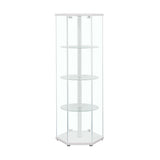 Zahavah White/Clear 4-Shelf Hexagon Shaped Curio Cabinet