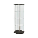Zahavah Black/Clear 4-Shelf Hexagon Shaped Curio Cabinet by Coaster at Eve Furniture