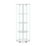 Zahavah White/Clear 4-Shelf Hexagon Shaped Curio Cabinet by Coaster at Eve Furniture