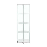Zahavah White/Clear 4-Shelf Hexagon Shaped Curio Cabinet by Coaster at Eve Furniture