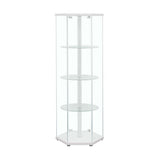 Zahavah White/Clear 4-Shelf Hexagon Shaped Curio Cabinet by Coaster at Eve Furniture