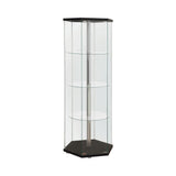 Zahavah Black/Clear 4-Shelf Hexagon Shaped Curio Cabinet by Coaster at Eve Furniture