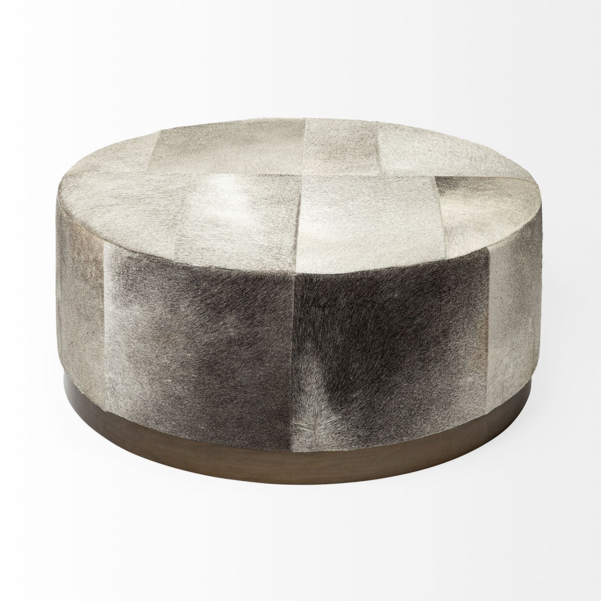 Zahavi 36" Gray Hair-On-hide W/Metal Base Ottoman by Mercana at Eve Furniture