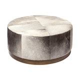 Zahavi 36" Gray Hair-On-hide W/Metal Base Ottoman by Mercana at Eve Furniture