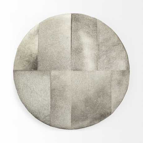 Zahavi Gray Hair-On-hide W/Metal Base Ottoman by Mercana at Eve Furniture