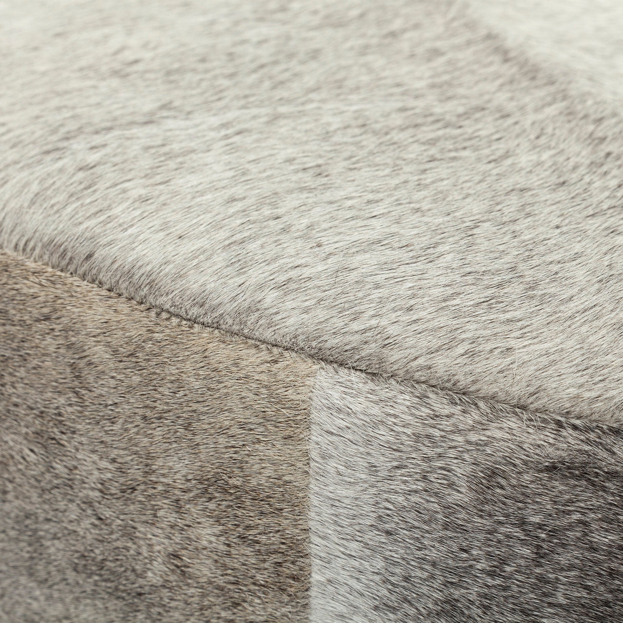 Zahavi Gray Hair-On-hide W/Metal Base Ottoman by Mercana at Eve Furniture