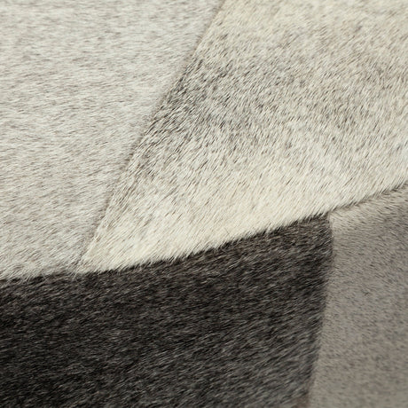 Zahavi Gray Hair-On-hide W/Metal Base Ottoman by Mercana at Eve Furniture