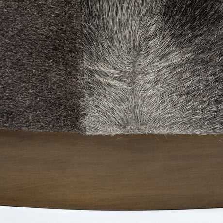 Zahavi Gray Hair-On-hide W/Metal Base Ottoman by Mercana at Eve Furniture