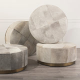 Zahavi Gray Hair-On-hide W/Metal Base Ottoman by Mercana at Eve Furniture