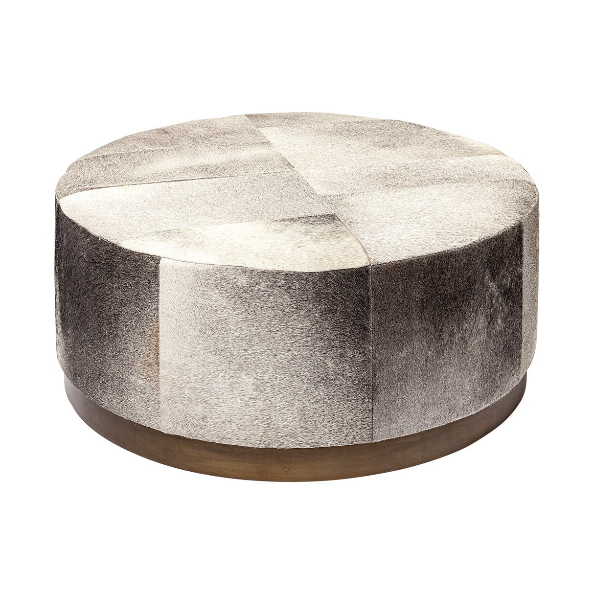 Zahavi Gray Hair-On-hide W/Metal Base Ottoman by Mercana at Eve Furniture