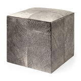 Zahavi I 20" Grey-toned hair-on-hide ottoman by Mercana at Eve Furniture
