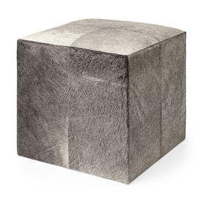 Zahavi I 20" Grey-toned hair-on-hide ottoman by Mercana at Eve Furniture