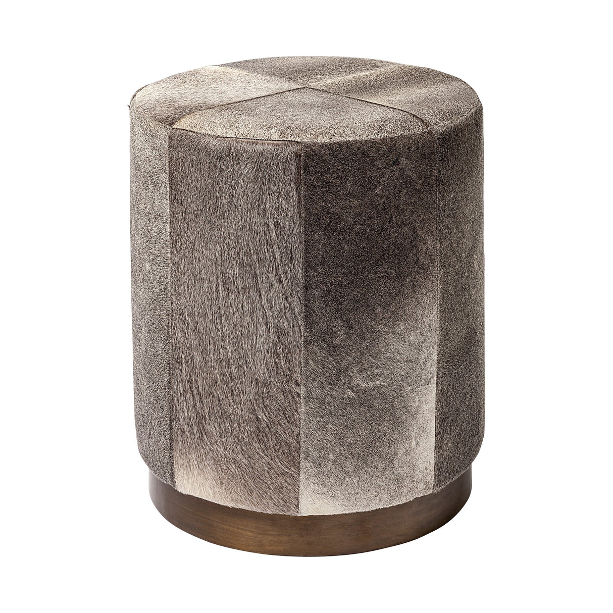 Zahavi I 23"H grey-toned hair-on-hide ottoman by Mercana at Eve Furniture
