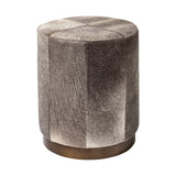 Zahavi I 23"H grey-toned hair-on-hide ottoman by Mercana at Eve Furniture