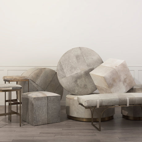 Zahavi I Grey-toned hair-on-hide ottoman by Mercana at Eve Furniture