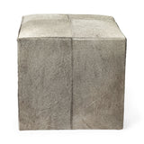 Zahavi I Grey-toned hair-on-hide ottoman by Mercana at Eve Furniture
