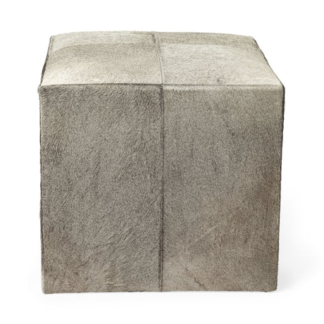 Zahavi I Grey-toned hair-on-hide ottoman by Mercana at Eve Furniture