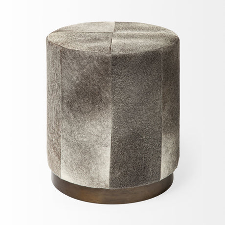 Zahavi I grey-toned hair-on-hide ottoman by Mercana at Eve Furniture