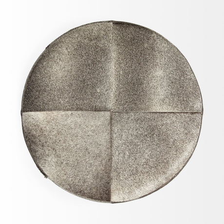 Zahavi I grey-toned hair-on-hide ottoman by Mercana at Eve Furniture