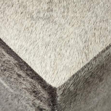 Zahavi I Grey-toned hair-on-hide ottoman by Mercana at Eve Furniture