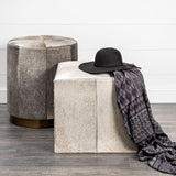 Zahavi I Grey-toned hair-on-hide ottoman by Mercana at Eve Furniture