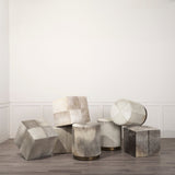Zahavi I Grey-toned hair-on-hide ottoman by Mercana at Eve Furniture
