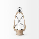 Zain I Small Brown Wooden Vintage Inspired Candle Holder Lantern by Mercana at Eve Furniture